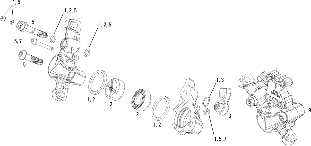 SRAM Ersatzteile X0 Bremssattel (2011-2016) 1 SRAM Ersatzteile X0 Bremssattel (2011-2016)